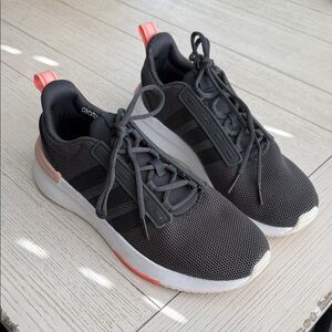 Adidas Women's Gray and Coral Sneakers Cloudfoam